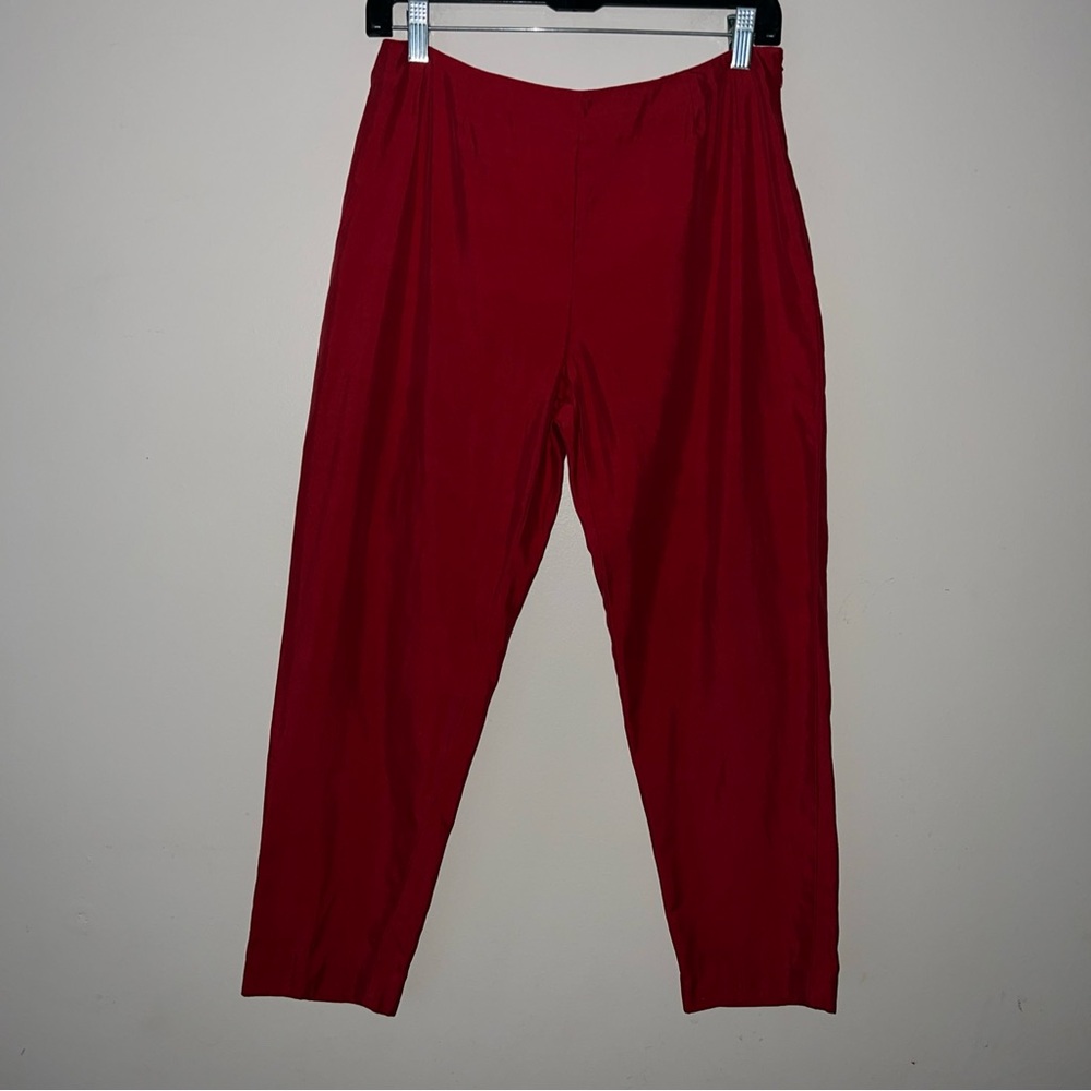 Max Mara Cotton Silk Cropped Trouser Pants Red Women’s size 8